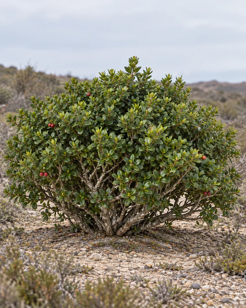 Representación fotorealista referencial de Lucumillo (Myrcianthes coquimbensis)