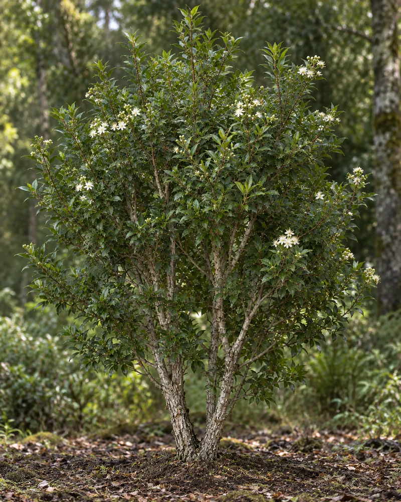 Representación fotorealista referencial de Luma (Amomyrtus luma)