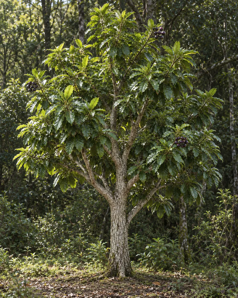 Representación fotorealista referencial de Naranjillo (Citronella mucronata)