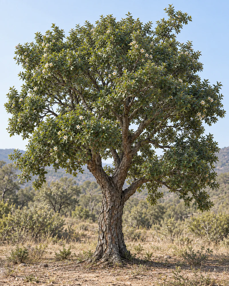 Representación fotorealista referencial de Quillay (Quillaja saponaria)
