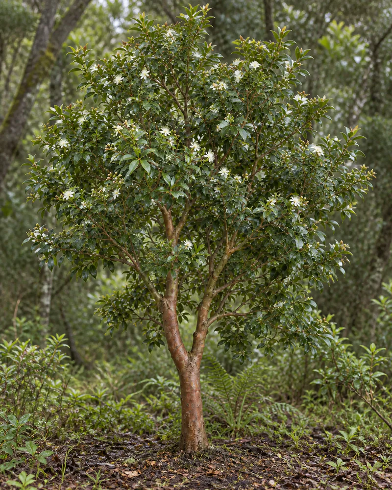 Representación fotorealista referencial de Temú (Blepharocalyx cruckshanksii)