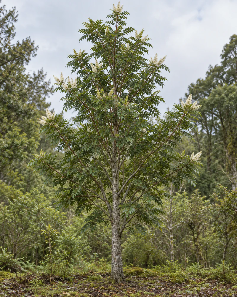 Representación fotorealista referencial de Tineo (Weinmannia trichosperma)
